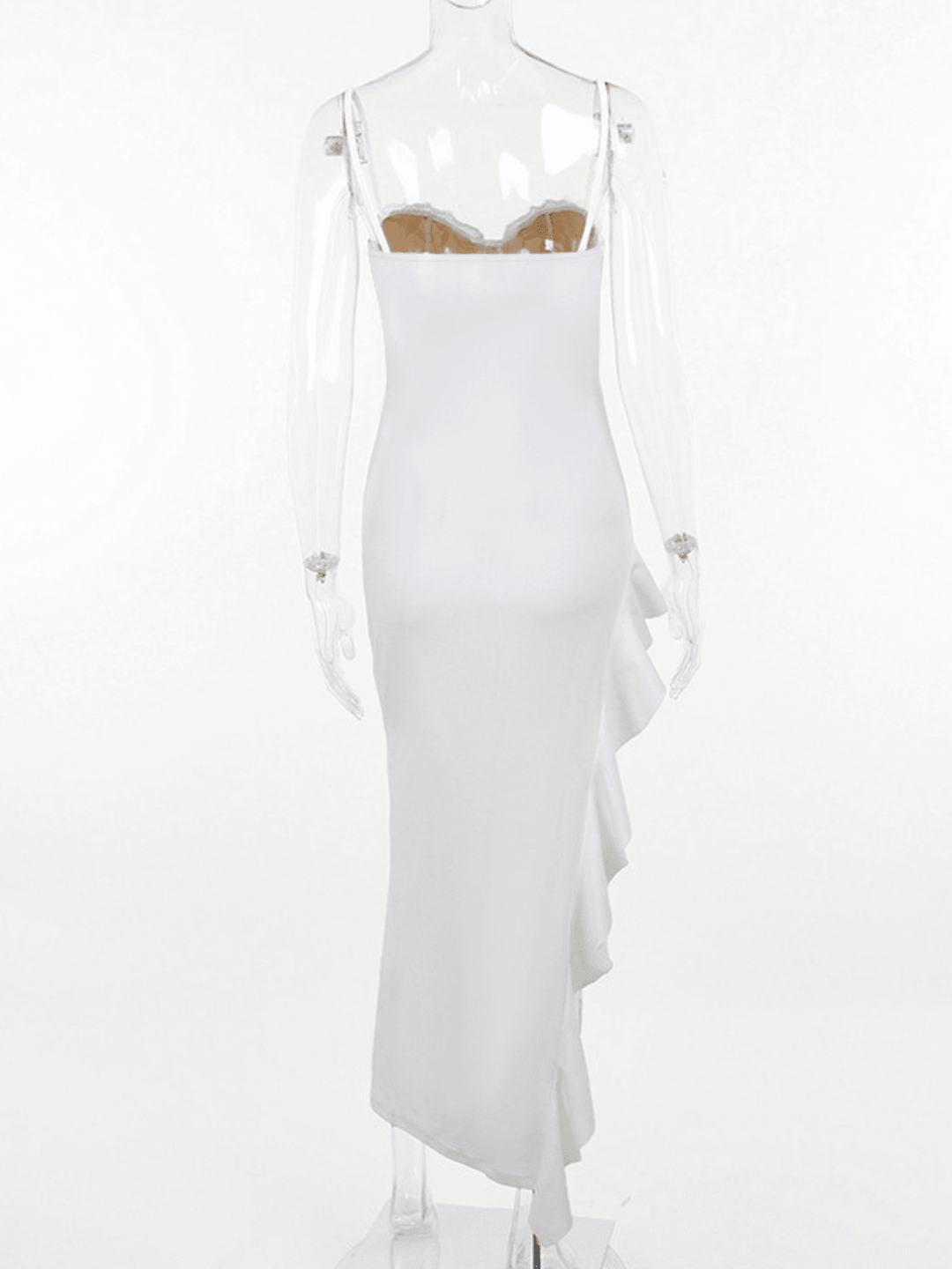 Aizen Dantel Asimetrik Katlı Midi Elbise