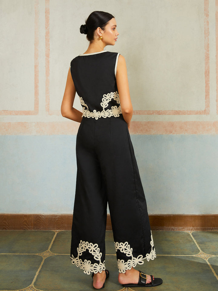 Günlük Nakışlı Kolsuz Pantolon Takımı