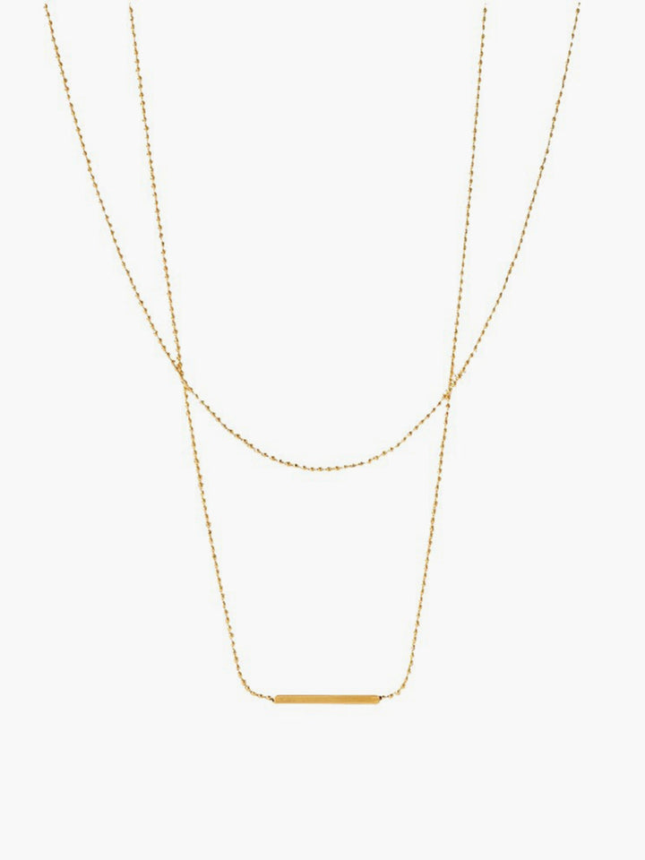 Çift Katlı Altın Damla Kolye