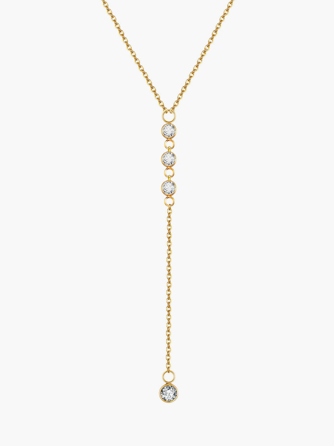 Rhinestone Lariat Damla Kolye