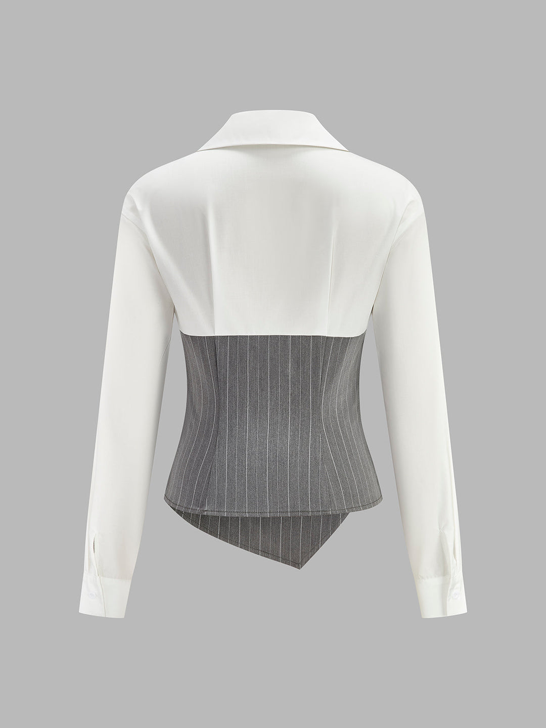 Modaya Uygun Renk Bloklu Asimetrik Çizgili Gömlek