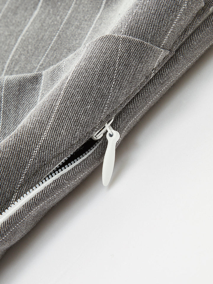 Modaya Uygun Renk Bloklu Asimetrik Çizgili Gömlek