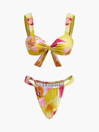 Çiçek Desenli Jarse Bikini Takımı - Yaz Stilini Kucaklayın!