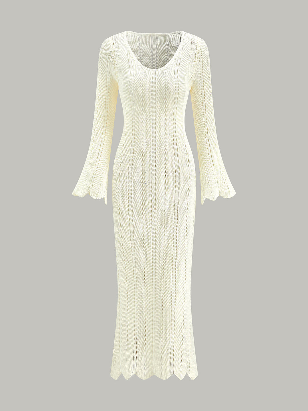 Şık Boş Detaylı Dar Kesim Maxi Kazak Elbise