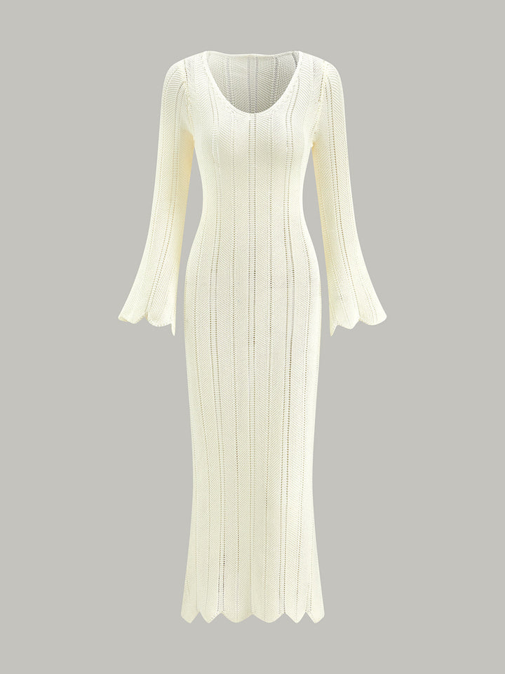 Şık Boş Detaylı Dar Kesim Maxi Kazak Elbise