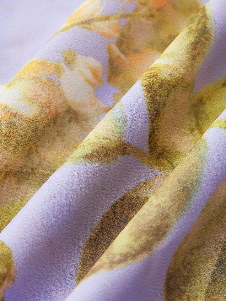 Şık Çiçek Desenli Bağcıklı Kemerli Ağı Mesh Giysi, Şık Panel Tasarımı ile