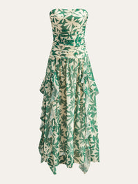 Şirin Askısız Çiçek Desenli Elbise ve Oyunlu Kabarık Detaylar