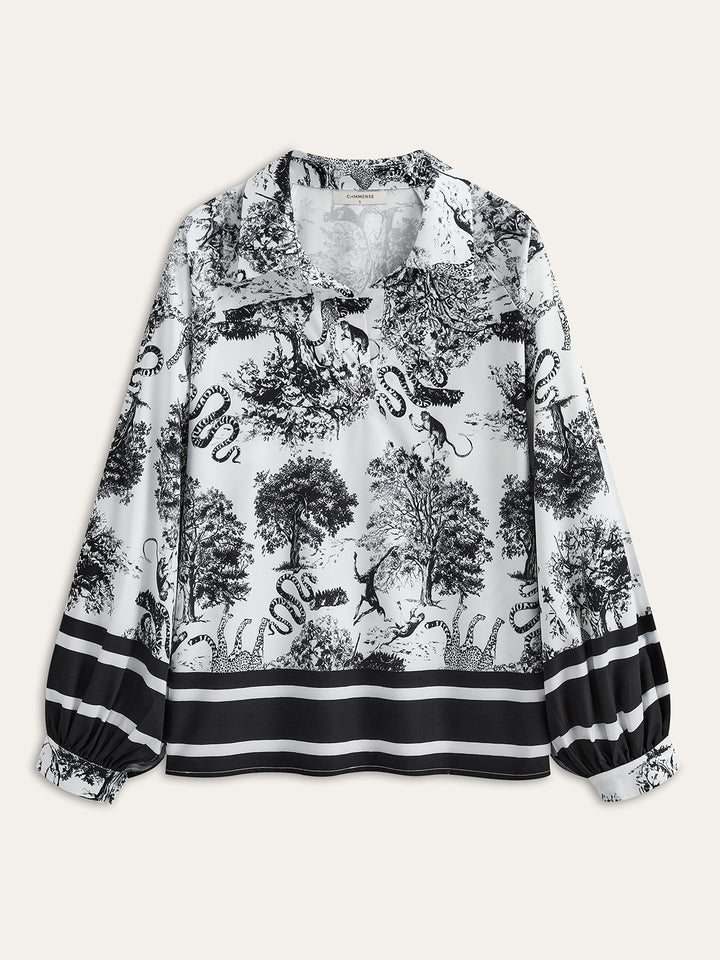 Şık Çizgili Kenarlı Baskılı Pantolon Takımı