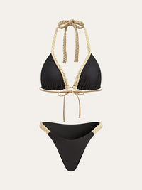 Şık Örgülü Askılı Bikinili Takım