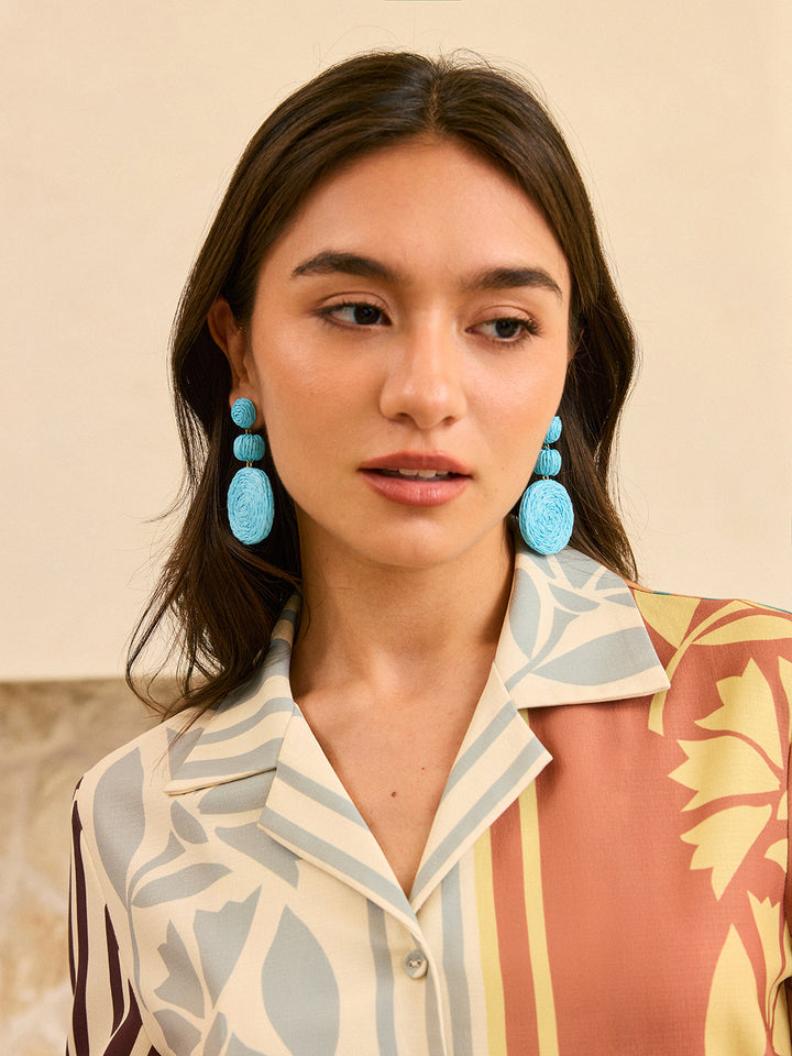 Üç Halka Raffia Küpe, Zarif Stilde