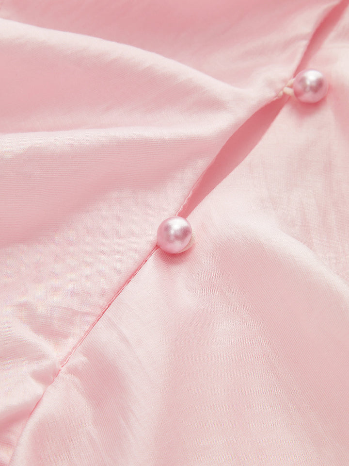 Şık Düğüm Detaylı V-yaka Bluz ve Şık Çan Kollu