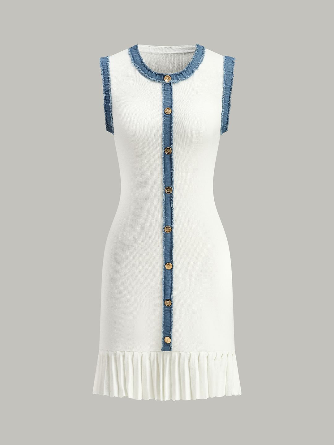 Kot Detaylı Düğmeli Ön Katlı Etek Ucu Midi Elbise