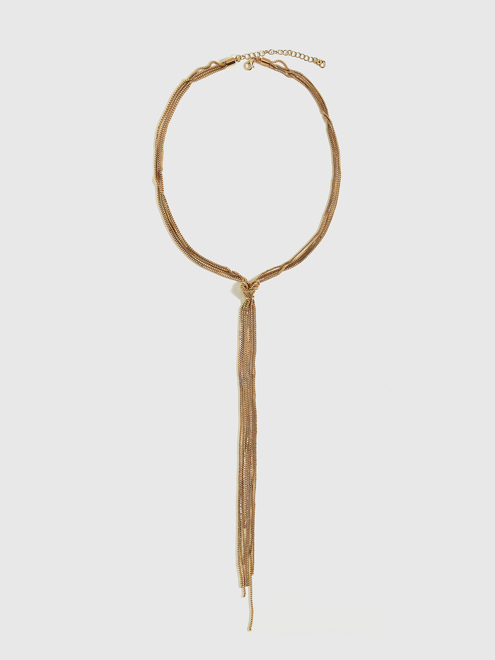 Altın Düğümlü Y Şekilli Kolye