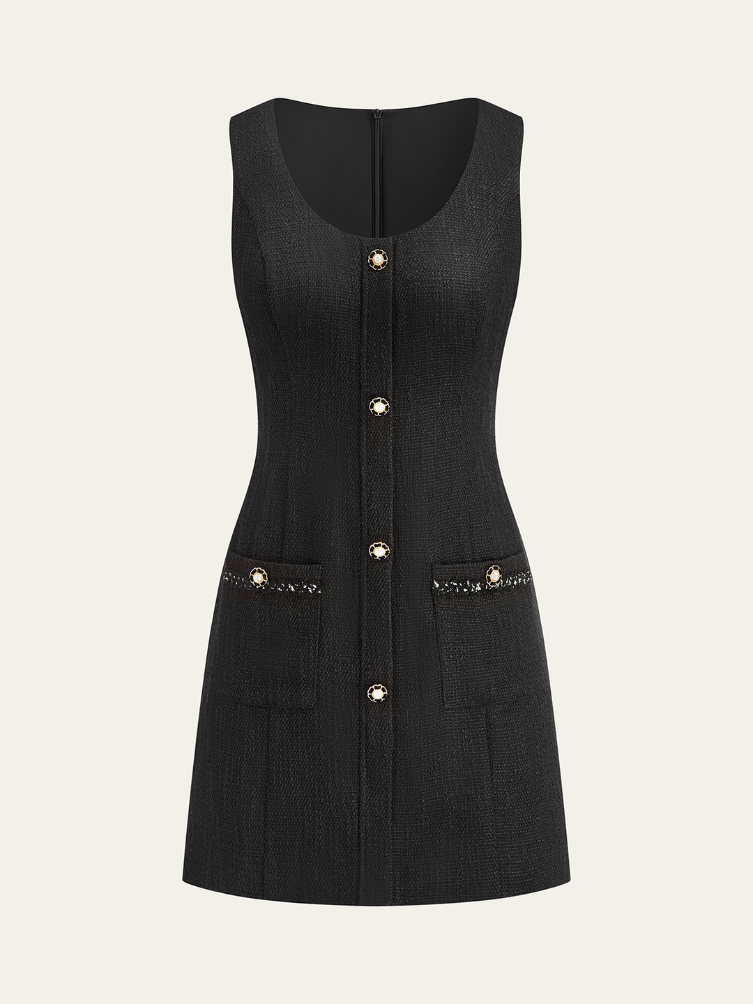 Kadın Kolsuz Düğmeli Mini Takım Elbise