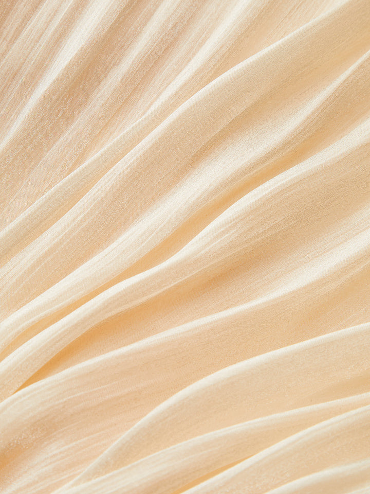 Yarı Saydam Çok Katlı Drape Bağlama Bel Mini Elbise