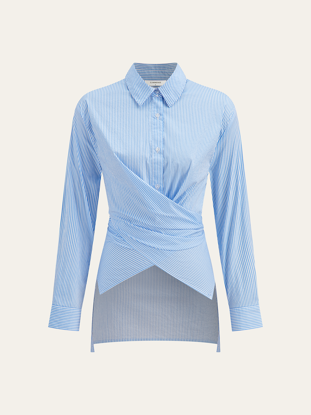 Çizgili Wrap Asimetrik Paçalı Gömlek