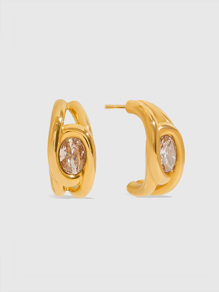 Altın Halkalı Kristal Küpe