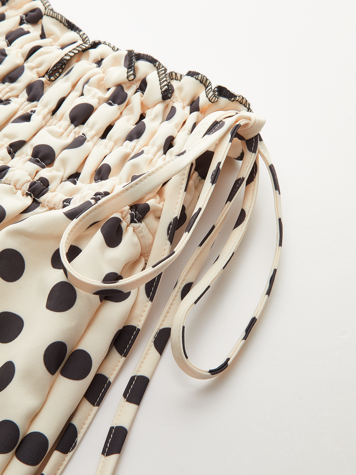 Puantiyeli Büstiyer Bel Midi Etek