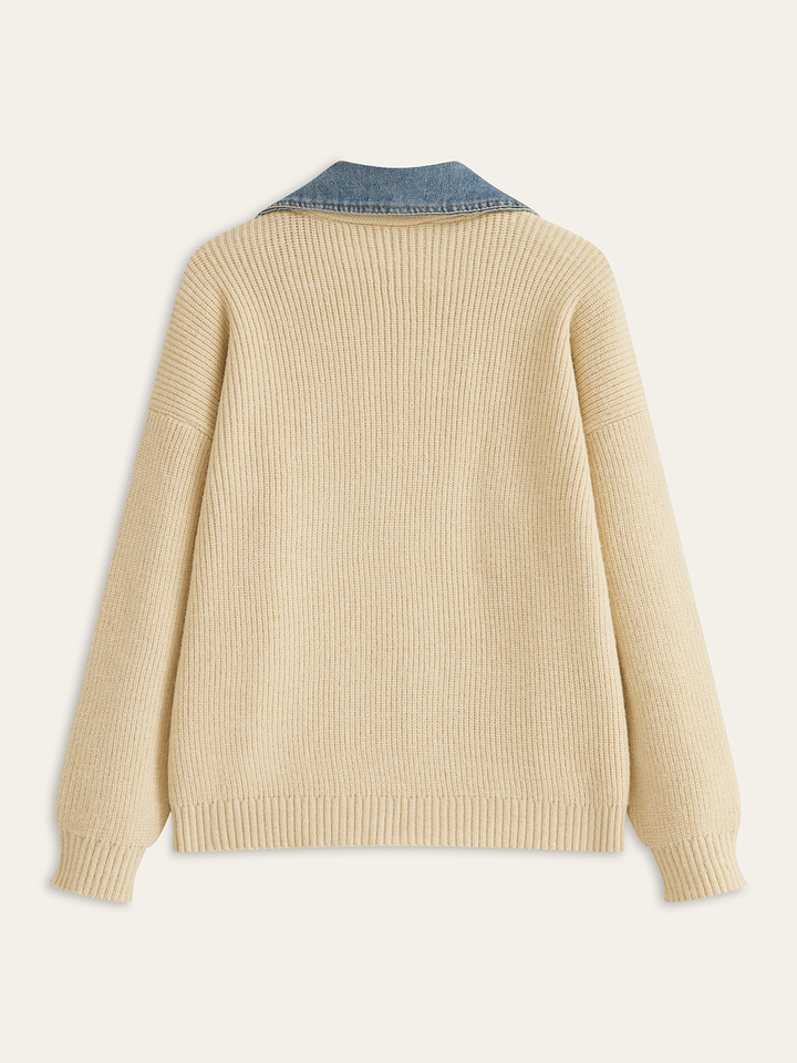 Kot Panel Düğmeli Örgü Hırka