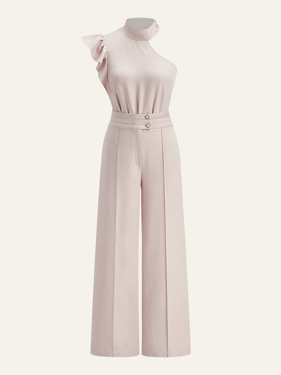 Bir Omuzlu Dantelli Üst ve Çift Düğmeli Takım