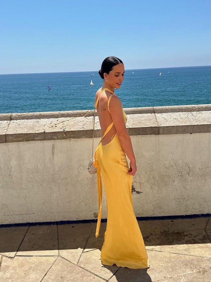 Caroline | Sırtı Açık Maxi Elbise