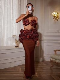 Irma Çiçekli Fırfırlı Etek Takımı