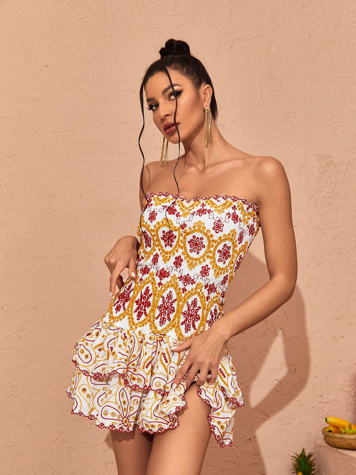 Judson Kayıksız Fırfırlı Mini Elbise