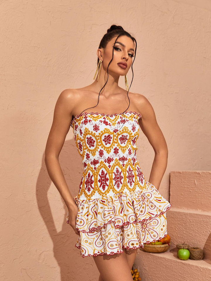 Judson Kayıksız Fırfırlı Mini Elbise