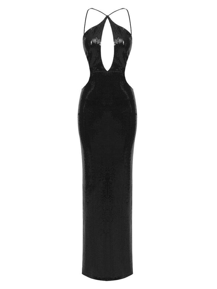 Louisa Sırtı Açık Pul Detaylı Elbise