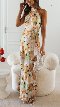 Shannon | Çiçekli Halter Maxi Elbise