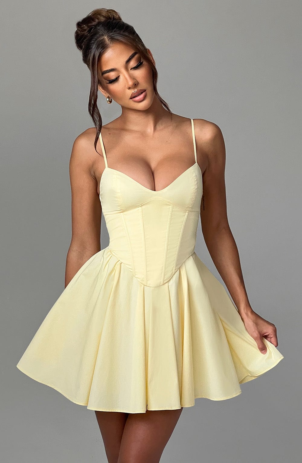 Analeigh Mini Elbise Limon Rengi
