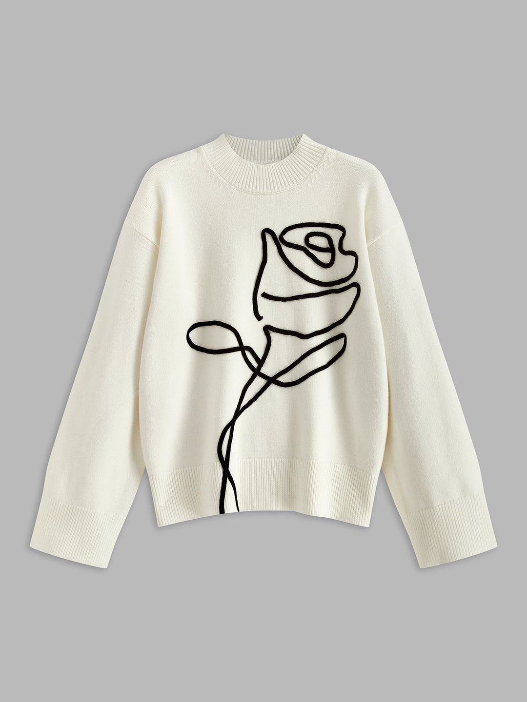 Knit-Floral Pullover Sweater, gündelik şıklık için ideal bir seçim.