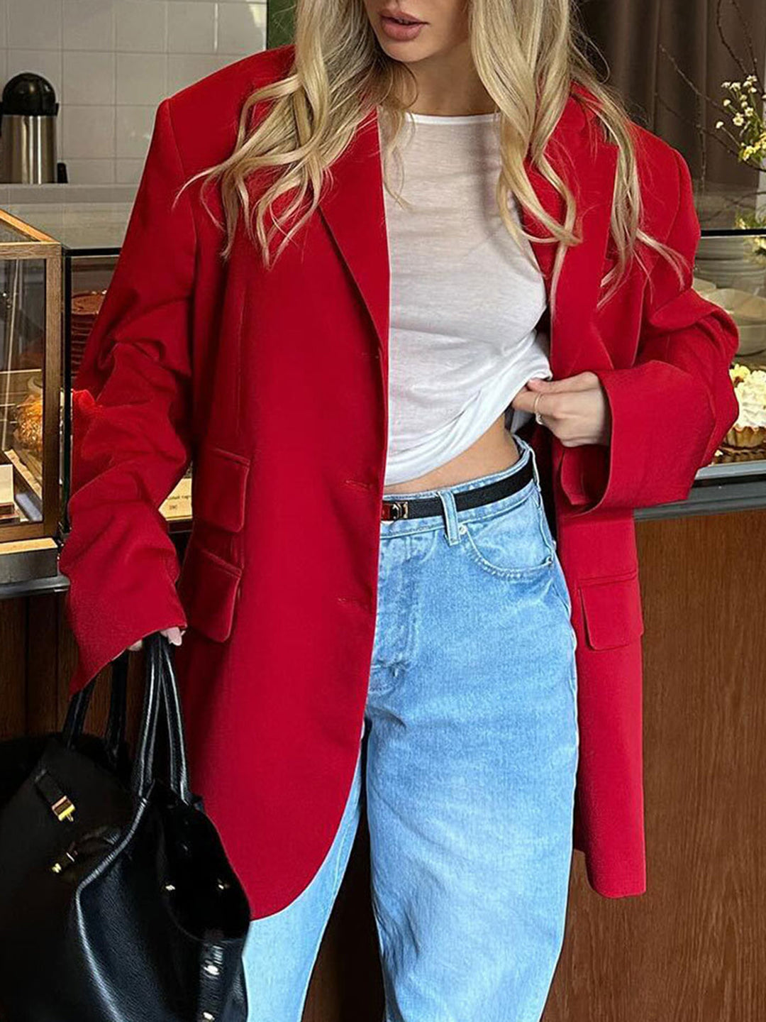 Düz Yaka Cepli Blazer - Svelte Chic