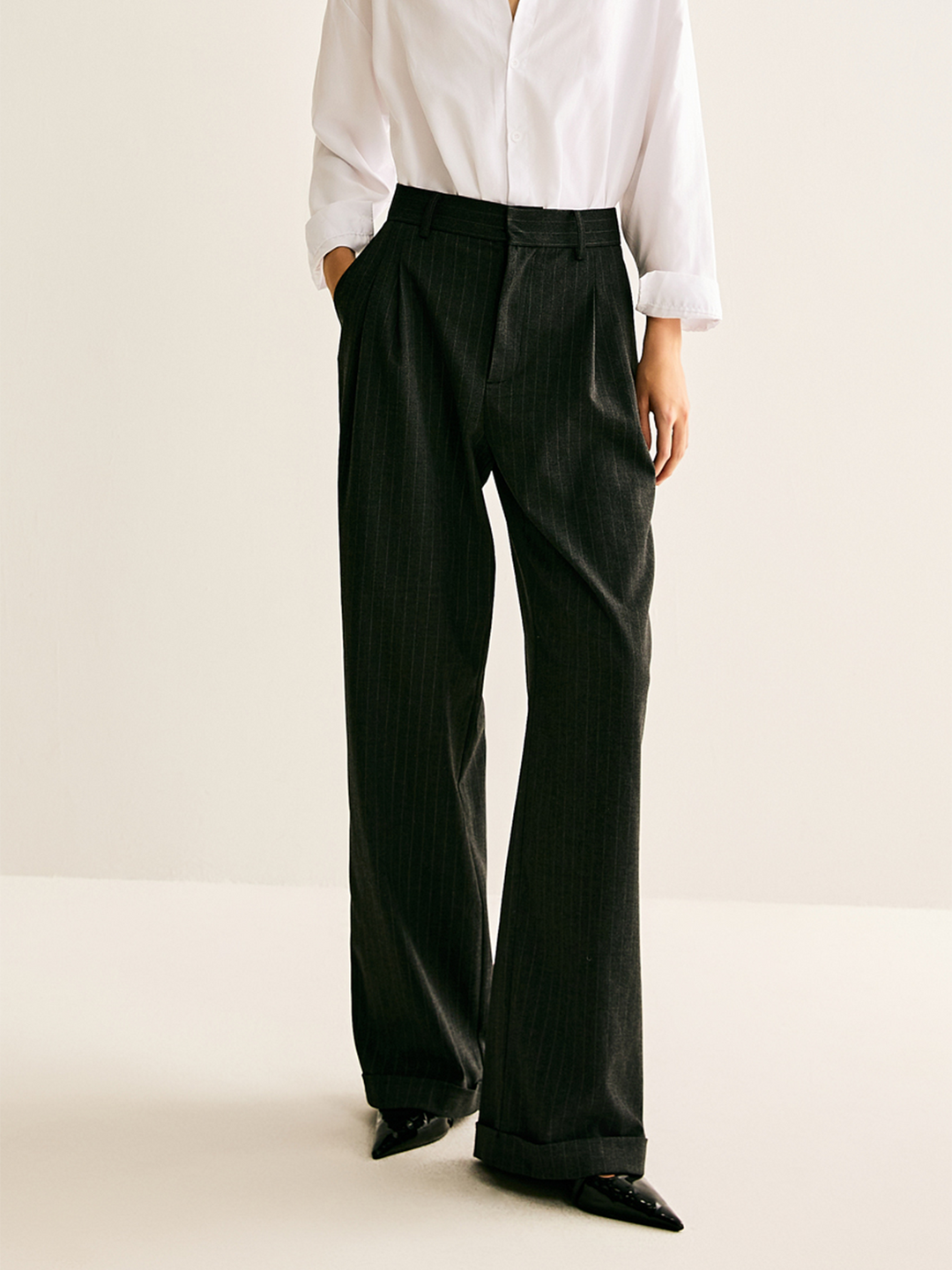 Çizgili Drape Pantolon - Svelte Chic