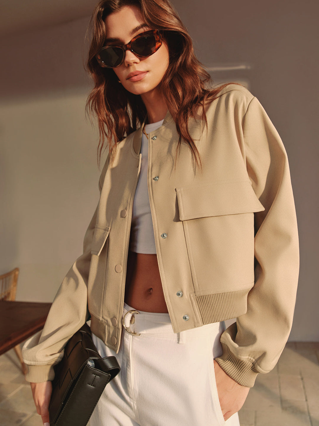 Round Neck Pockets Jacket ürünü, Svelte Chic