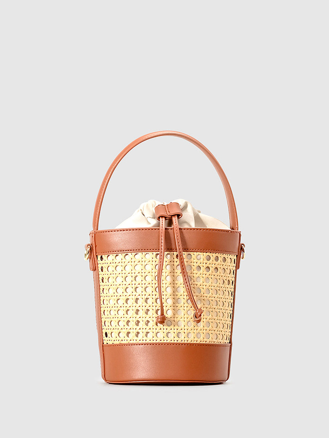 Şık Rattan İpli Kova Çanta