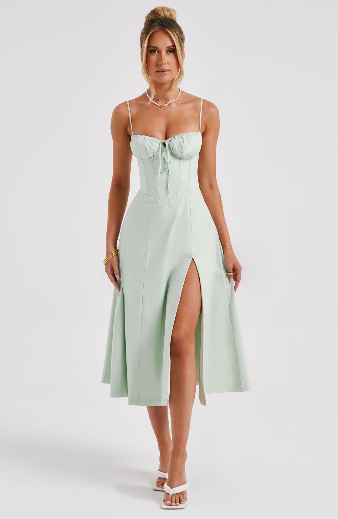 Deanna Midi Elbise Adaçayı Renkli, Svelte Chic Moda