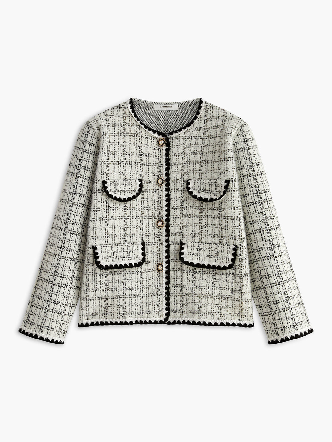 Şık Kareli Tweed Ceket, Svelte Chic