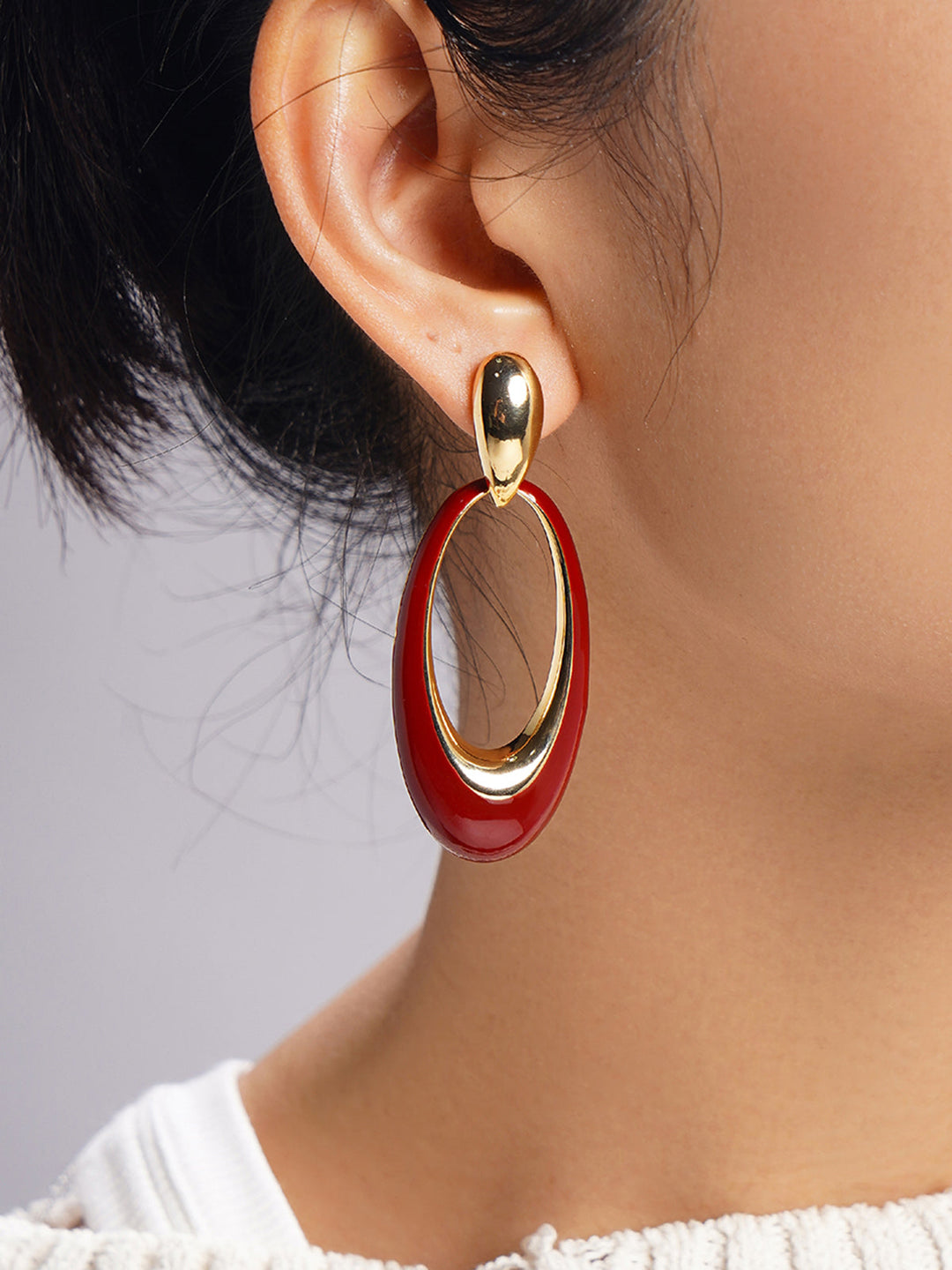 Oil Drop Oval Hoop Küpeler, Svelte Chic