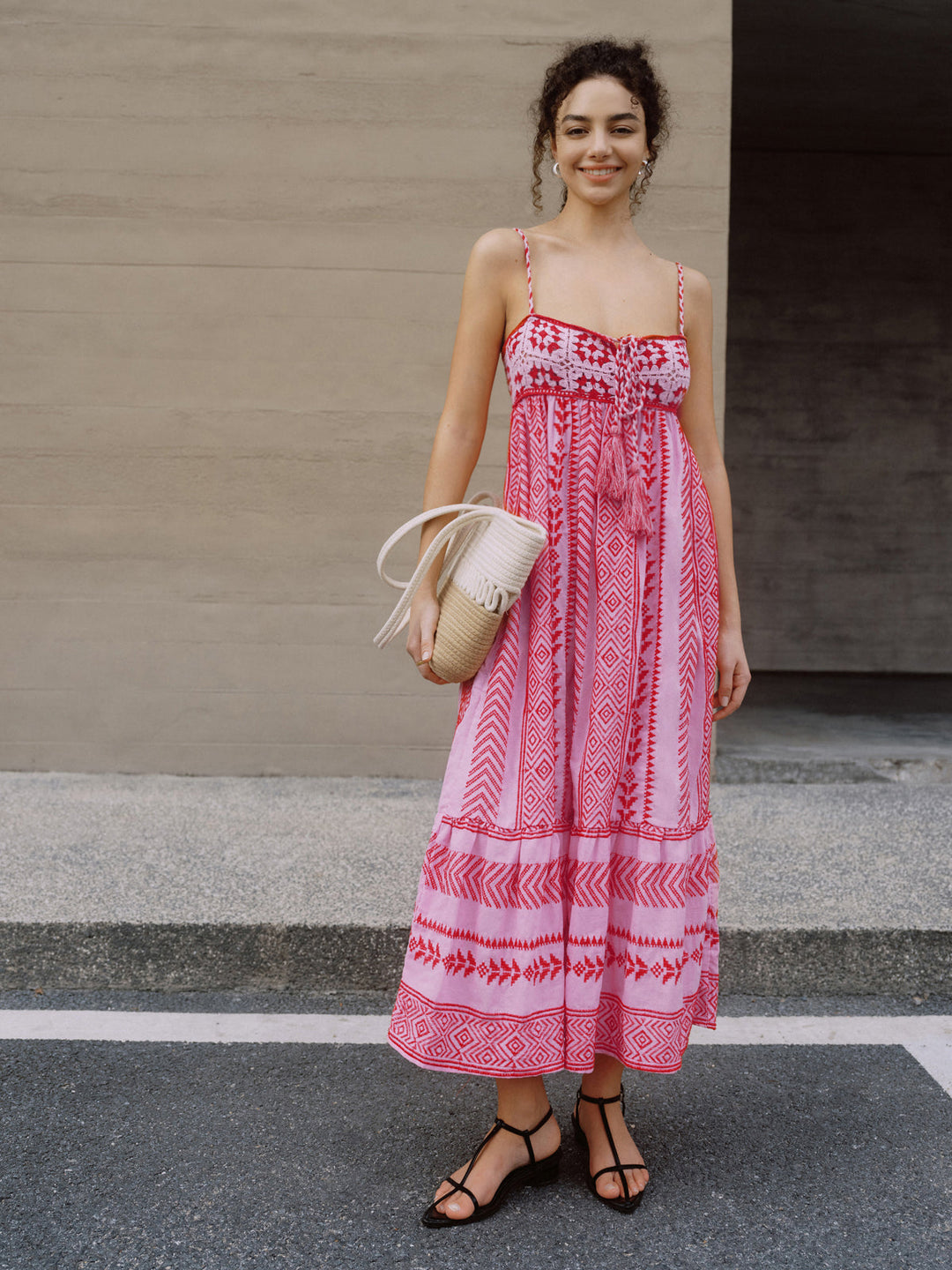 Boho nakışlı midi cami elbise, Svelte Chic