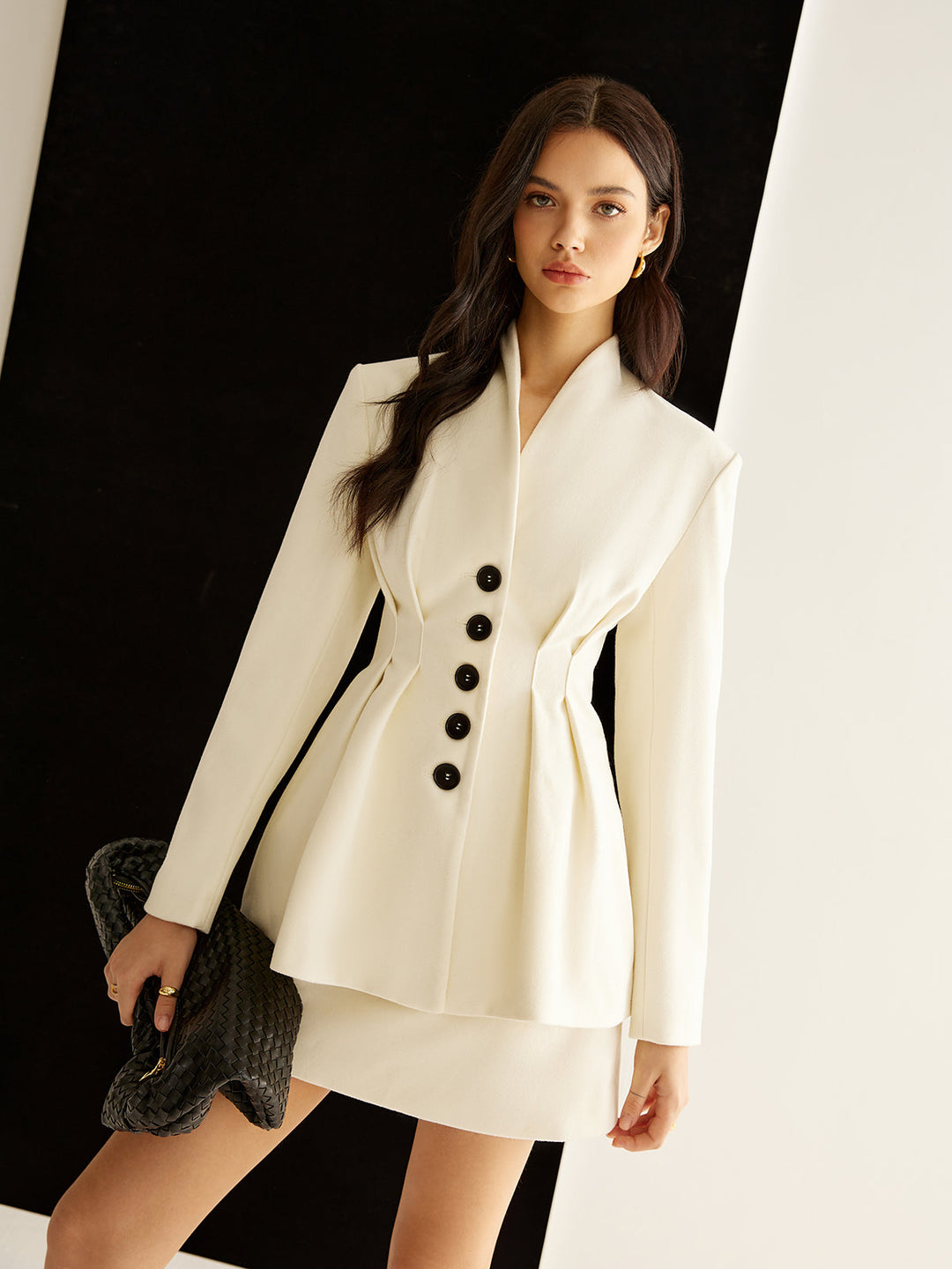 Şık Kloş Düğmeli Blazer, kadın modası