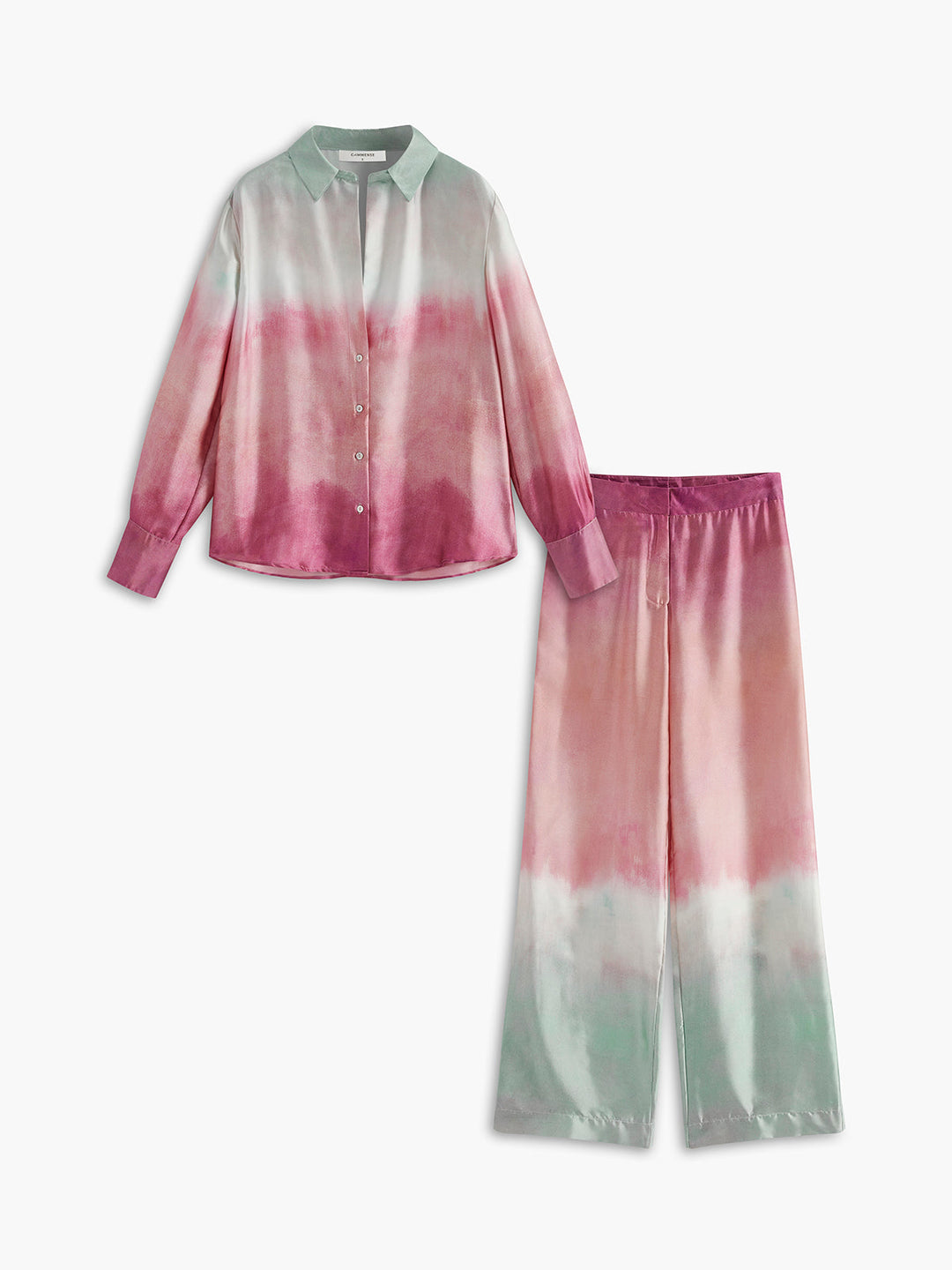 Ombre yaka geniş paça pantolon takımı, Svelte Chic