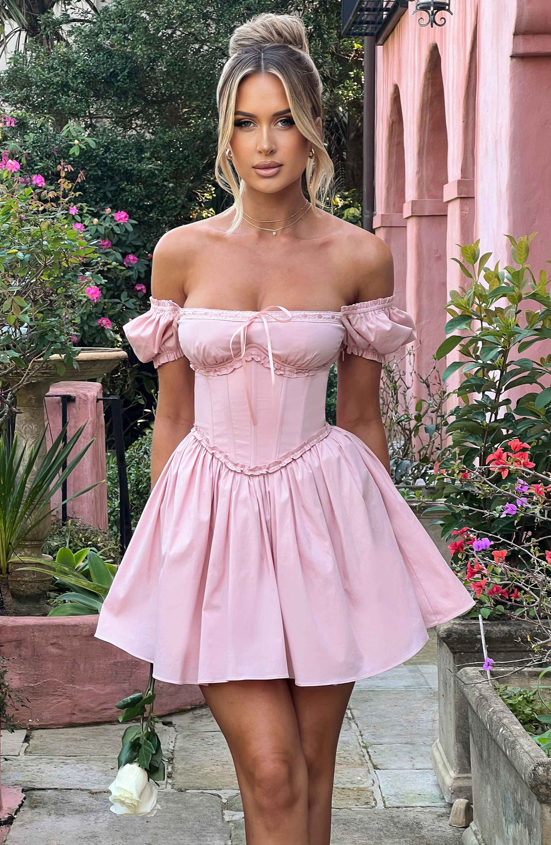 Penelope Mini Elbise Allık Renkli