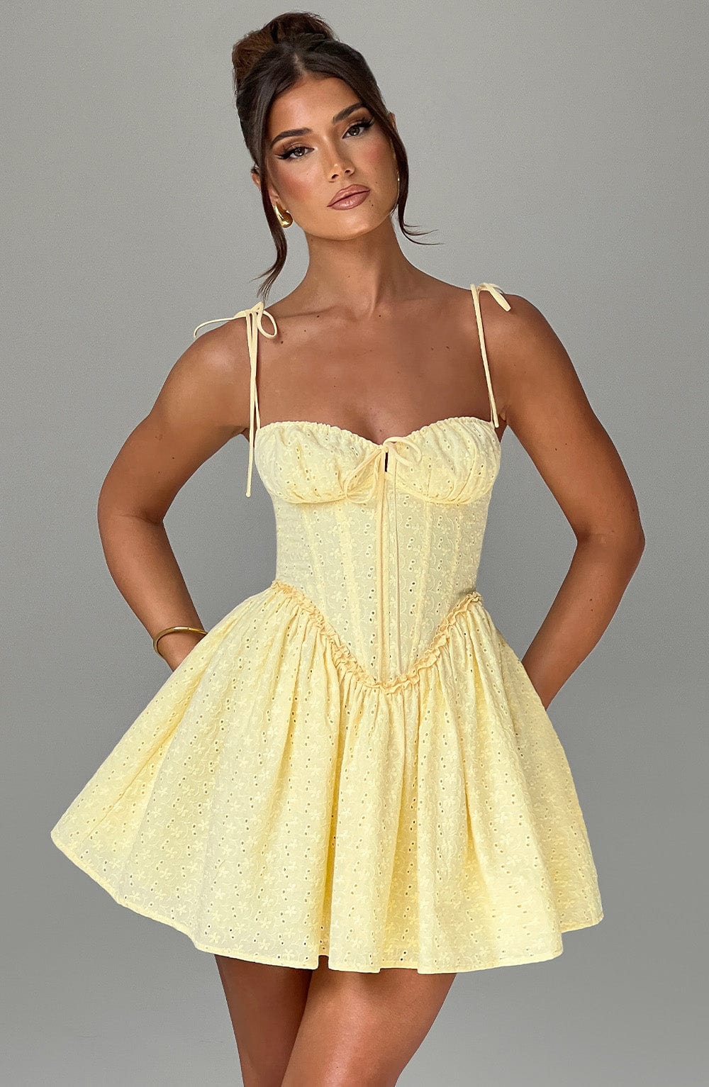 Phoebe Mini Elbise Limon Rengi