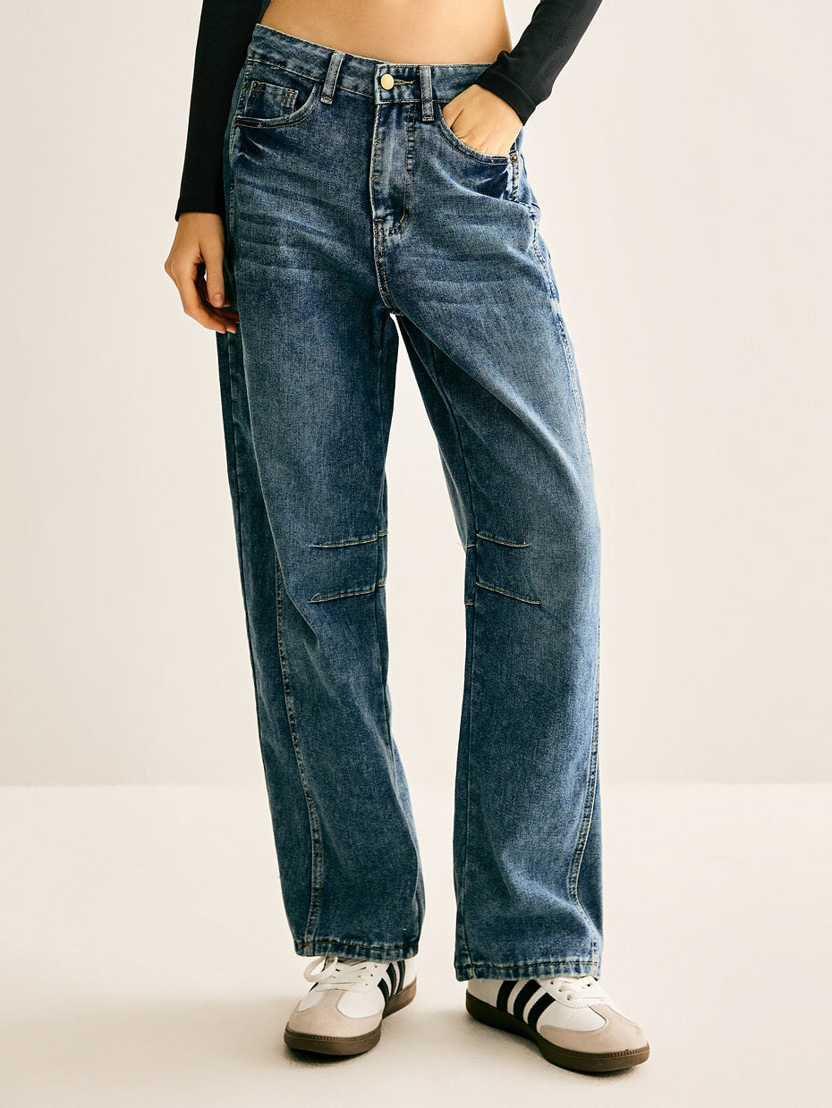 Yıkanmış Denim Şimitar Jeanler - Svelte Chic