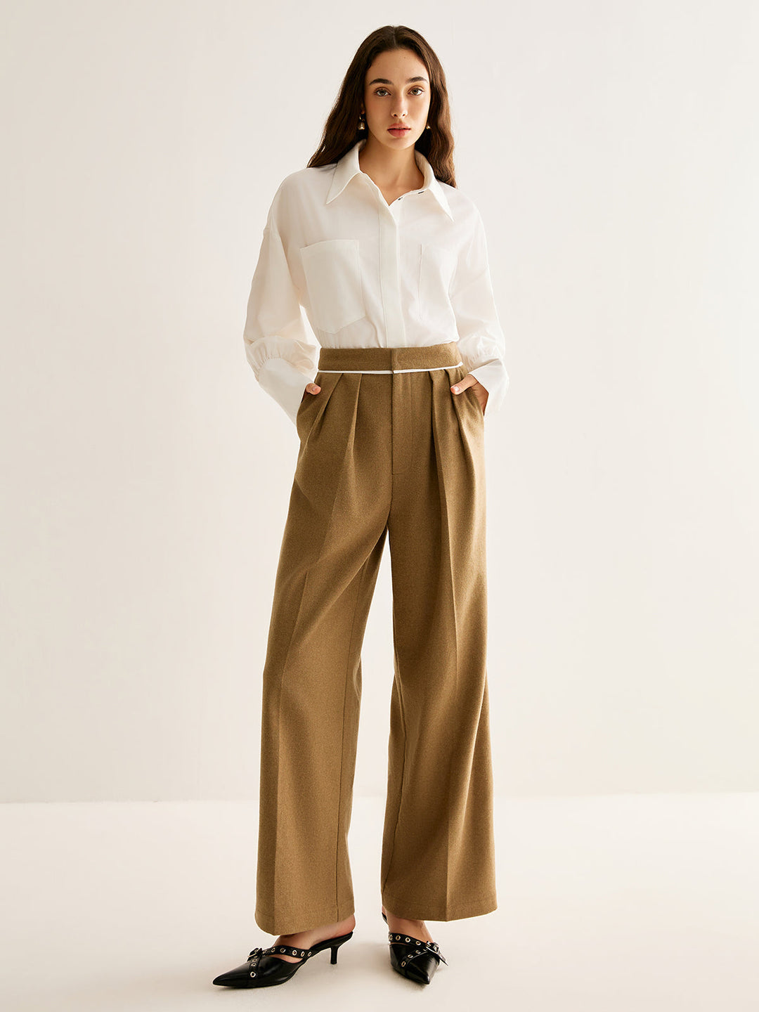 Svelte Chic Yün Karışımlı Plise Etek Pantolon