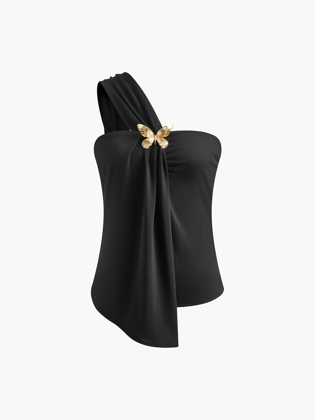Asimetrik Tek Omuzlu Metal-Kelebek Atlet ön görünüm