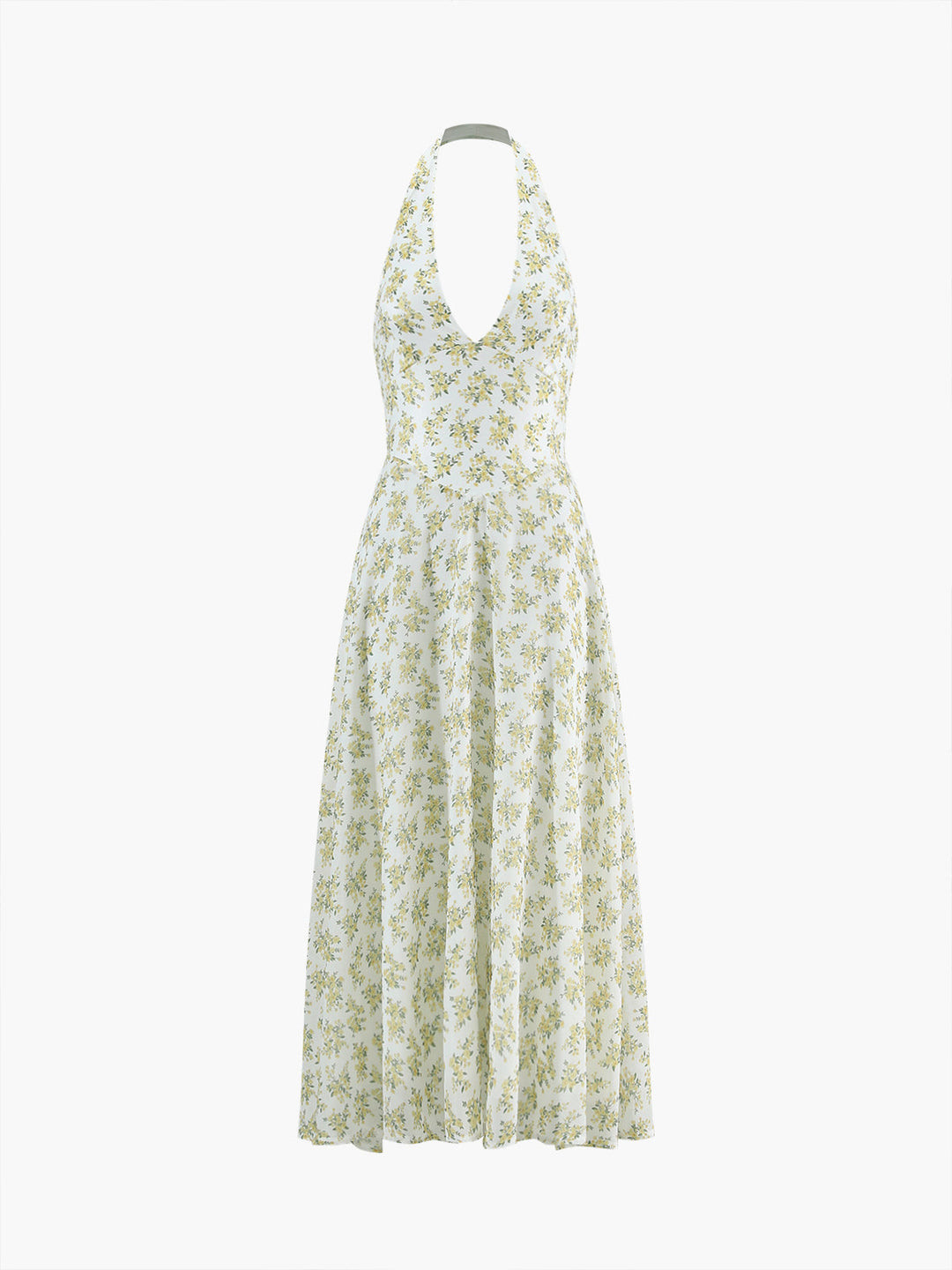 Boho Multi Çiçekli Halter Midi Elbise