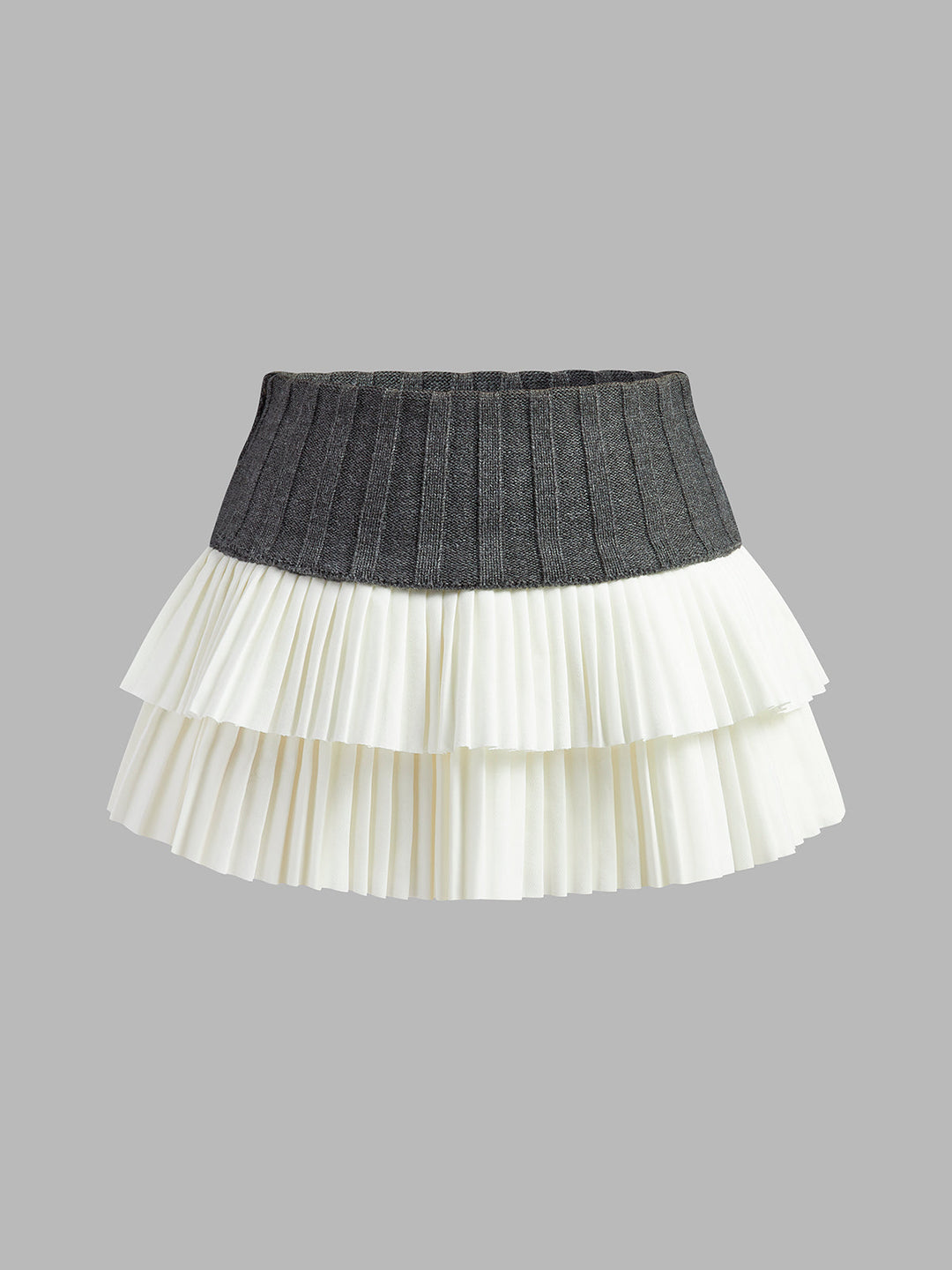 İki Renkli Plise Mini Etek, Svelte Chic