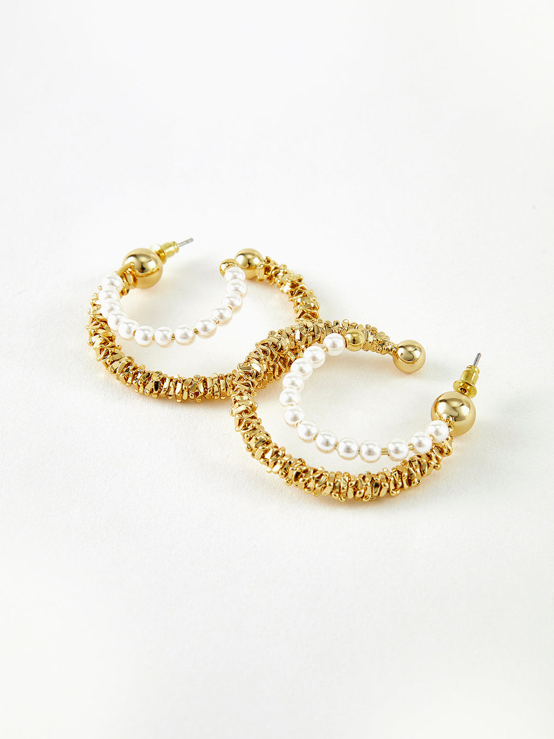 Double Layer Pearl Hoop küpeleri, Svelte Chic